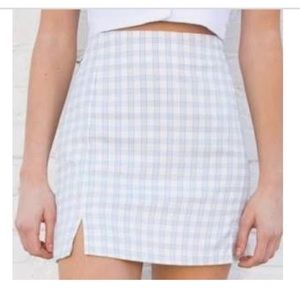 Brandy Melville blue and white plaid Cara skirt
